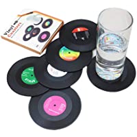 Juego de 6 Posavasos con Caja de Regalo- diseño Retro de Discos de CD (6)